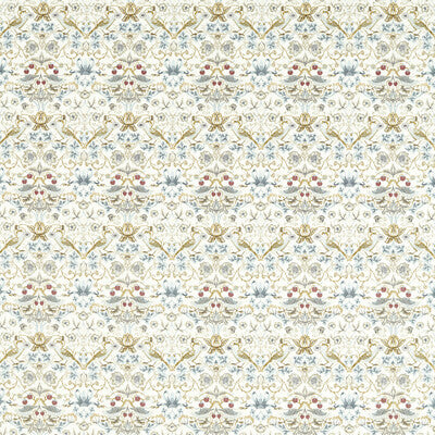 F1745/02-CAC STRAWBERRY THIEF EMBROIDERY DENIM CLARKE AND CLARKE DRAPERY