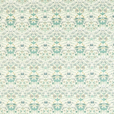 F1745/04-CAC STRAWBERRY THIEF EMBROIDERY TEAL CLARKE AND CLARKE DRAPERY