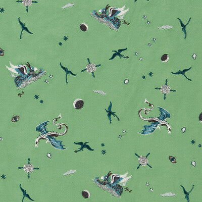 F1751/01-CAC DRACO COSMOS GREEN EMBROIDERY CLARKE AND CLARKE UPHOLSTERY