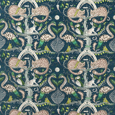 F1764/02-CAC WONDER WORLD VELVET TEAL CLARKE AND CLARKE UPHOLSTERY