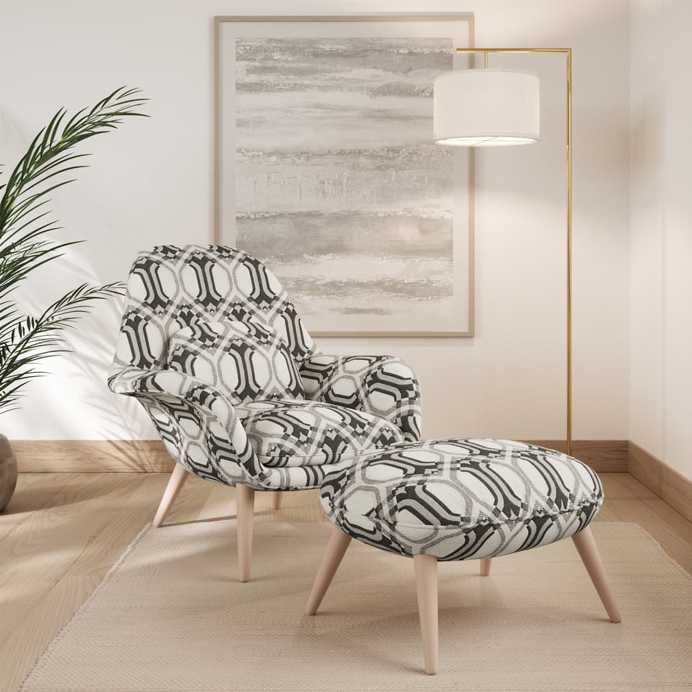 F300-126 Abstract & Geometric nan Grey & Silver Performance Colors