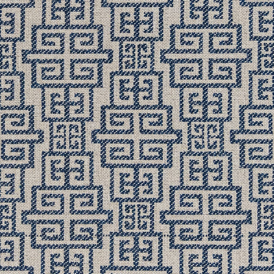 F300-180 Abstract & Geometric,Greek Key Blue Charlotte Fabrics Woven Patterns