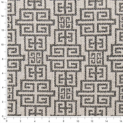 F300-186 Abstract & Geometric,Greek Key nan Grey & Silver Performance Colors