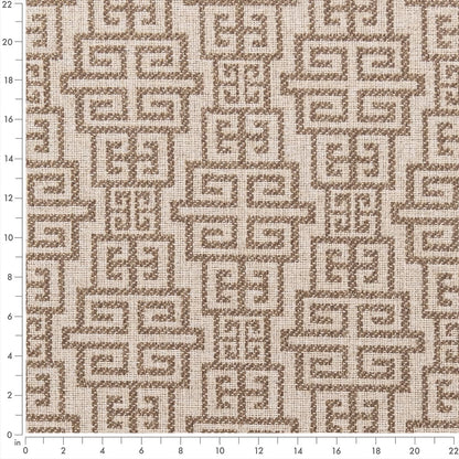 F300-193 Abstract & Geometric,Greek Key nan Beige & Taupe Performance Colors