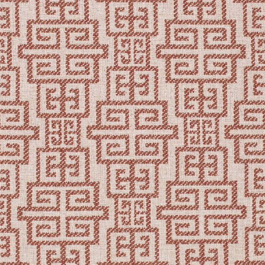 F300-258 Abstract & Geometric,Greek Key nan Orange & Rust Performance Colors