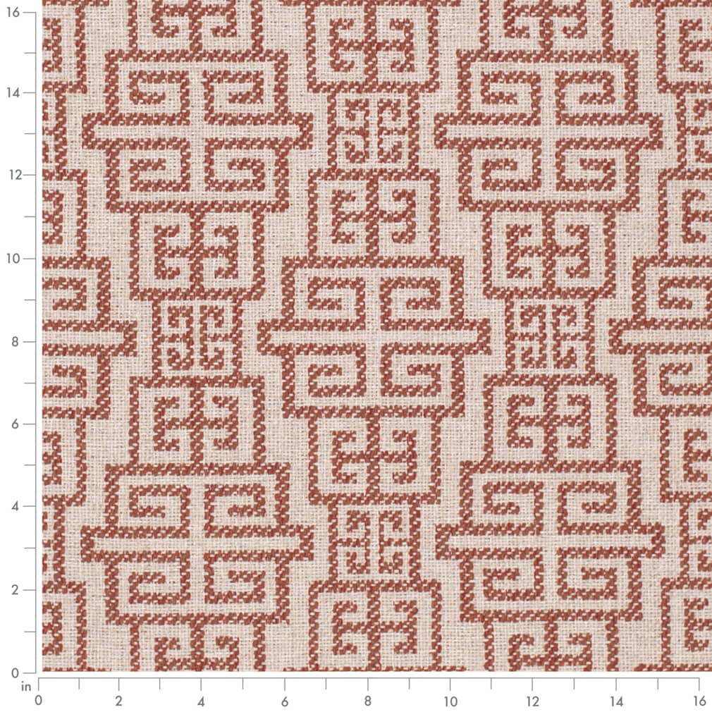 F300-258 Abstract & Geometric,Greek Key nan Orange & Rust Performance Colors
