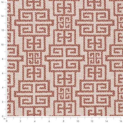 F300-258 Abstract & Geometric,Greek Key nan Orange & Rust Performance Colors