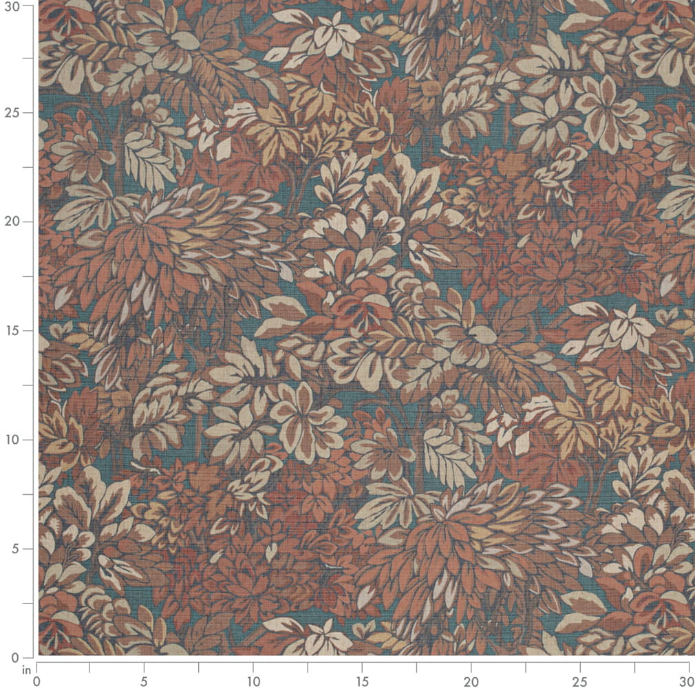 F400-171 Floral,Leaves nan Orange & Rust Performance Colors