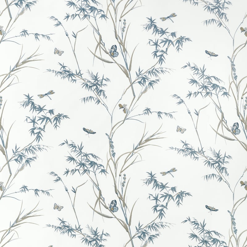 F910529 Thibaut Cream and Aqua Fabric