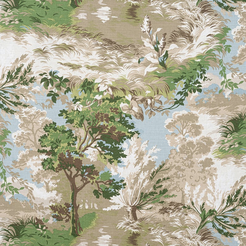 F910866 Thibaut Green and Beige Fabric