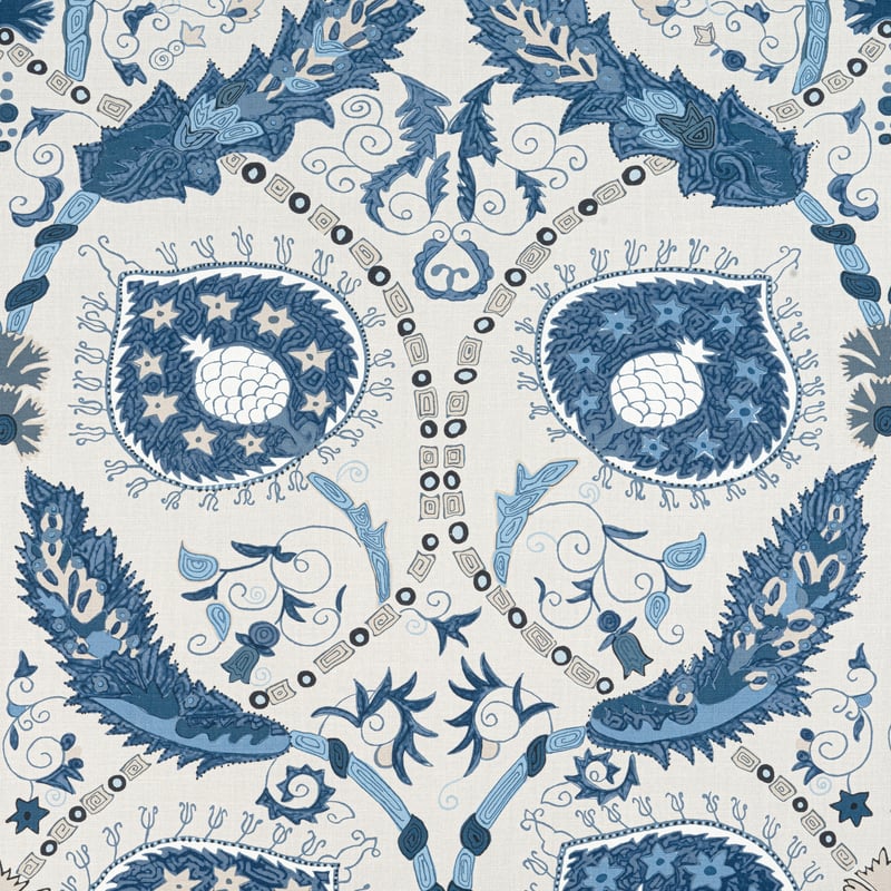 F913218 Thibaut Blue and Beige Fabric