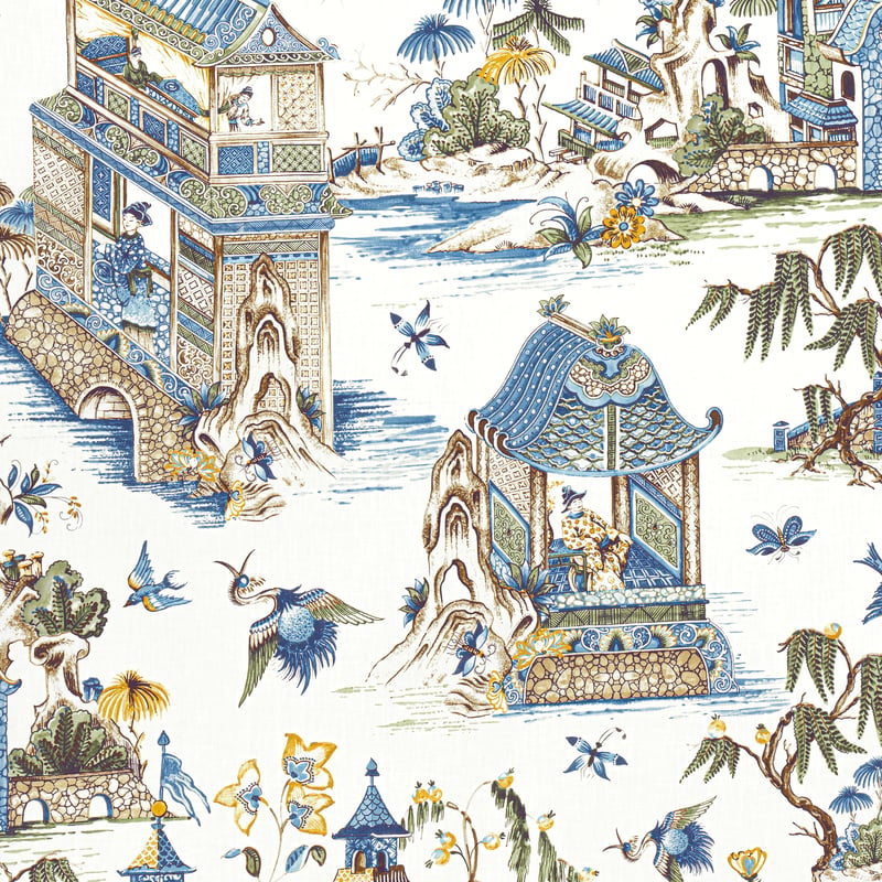 F913613 Thibaut Blue and Green Fabric