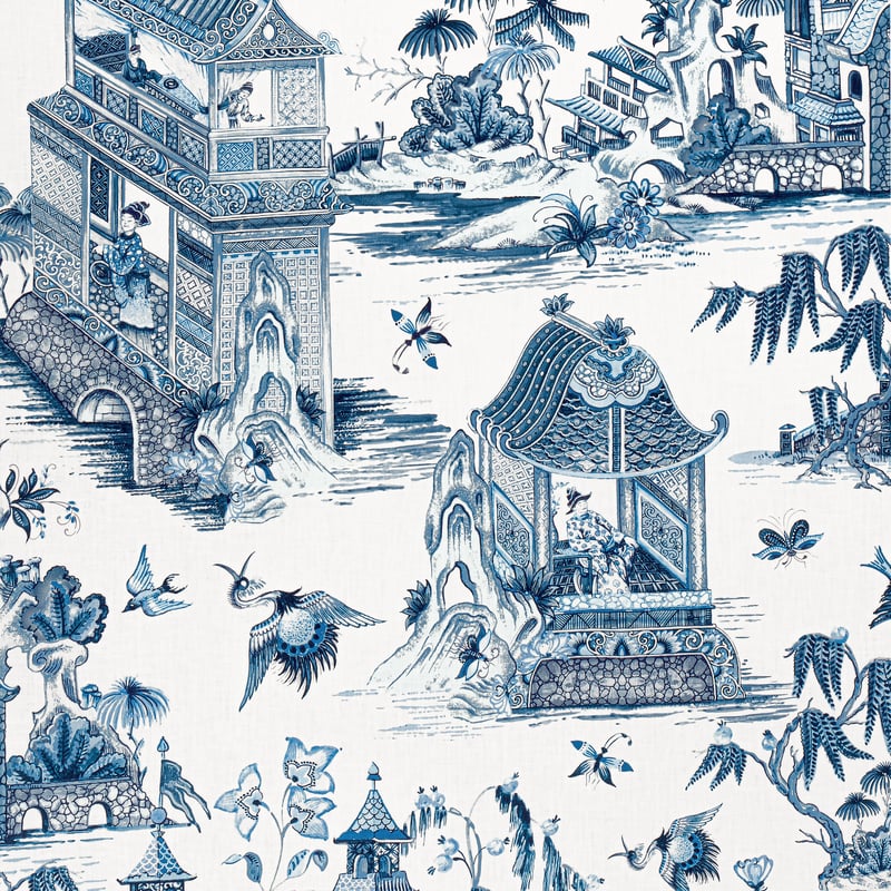 F913614 Thibaut Blue and White Fabric