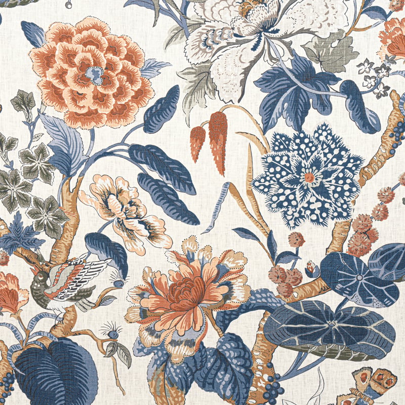 F913655 Thibaut Brick and Navy Fabric