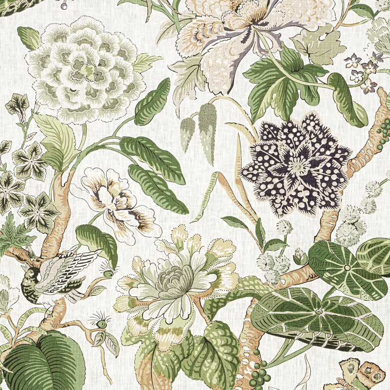 F913656 Thibaut White and Green Fabric