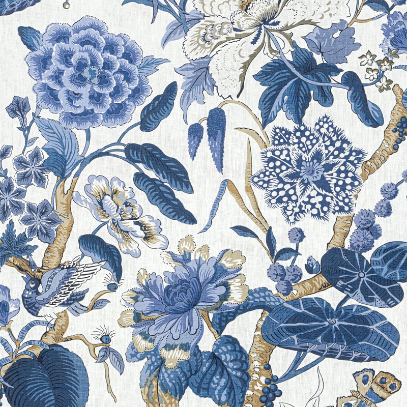 F913659 Thibaut Blue and White Fabric