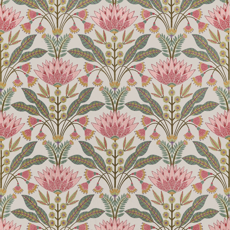 F914606 Thibaut Cranberry and Green Fabric