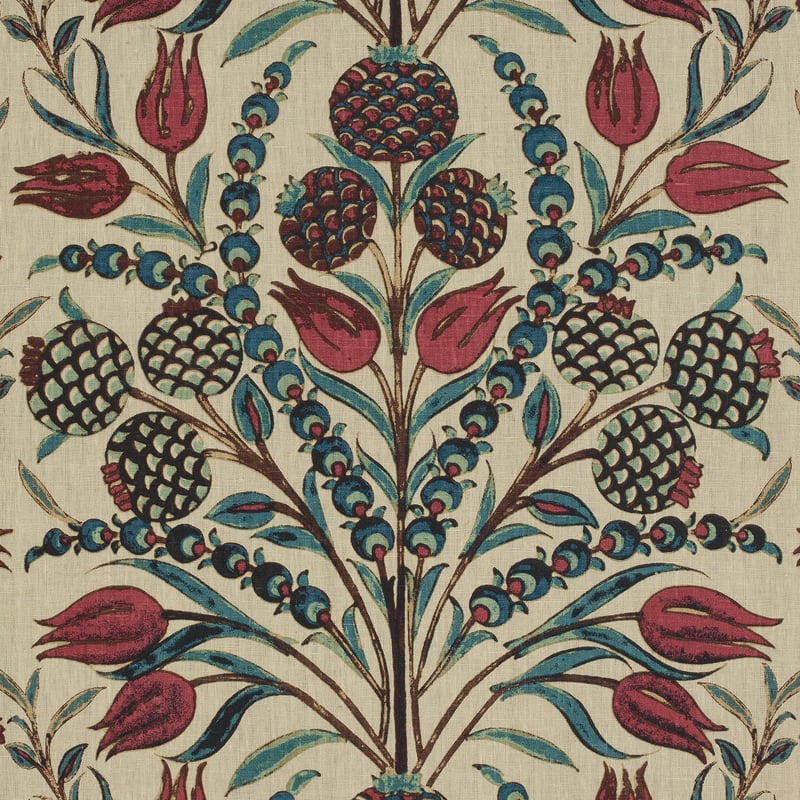 F972601 Thibaut Red and Teal Fabric