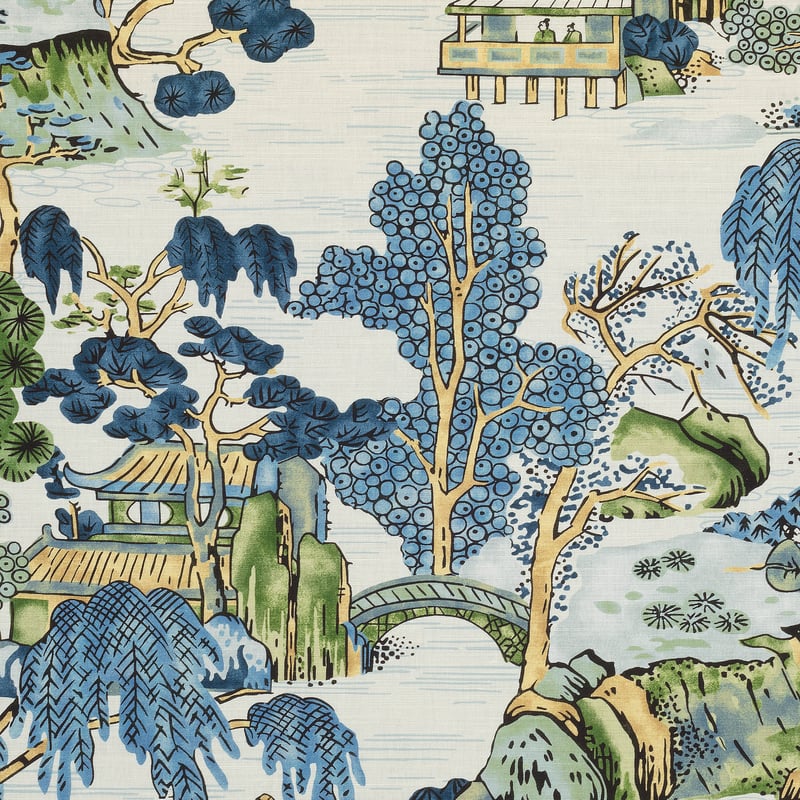F975462 Thibaut Blue and Green Fabric