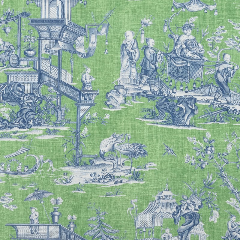 F975467 Thibaut Green and Blue Fabric