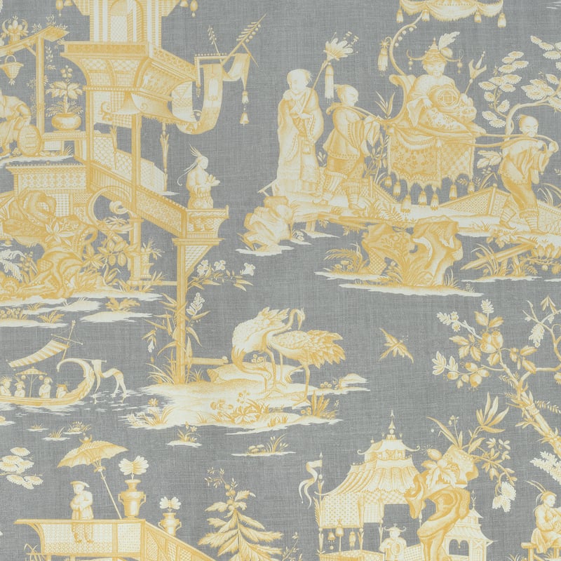 F975470 Thibaut Yellow and Grey Fabric