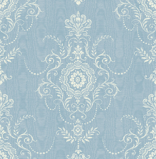 FC60302 Seabrook Designs French Country Wallpaper Colette Cameo Bleu Bisque