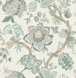 FC60408 Seabrook Designs French Country Wallpaper Bernadette Jacobean Summer Sky & French Blue