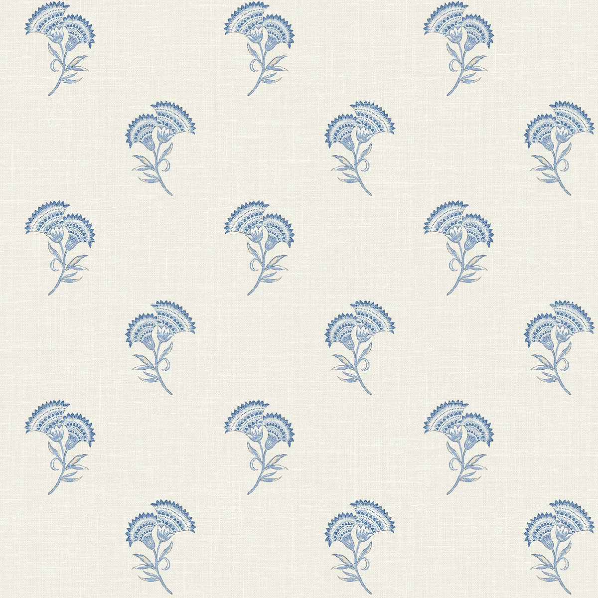 FC60802 Seabrook Designs French Country Wallpaper Lotus Branch Floral French Blue