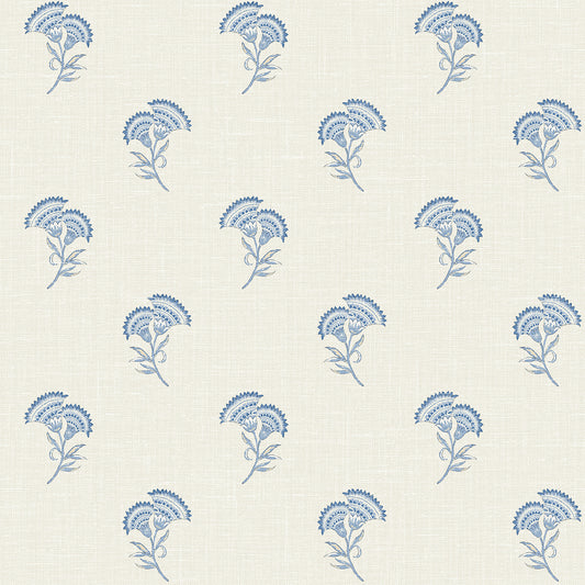 FC60802 Seabrook Designs French Country Wallpaper Lotus Branch Floral French Blue