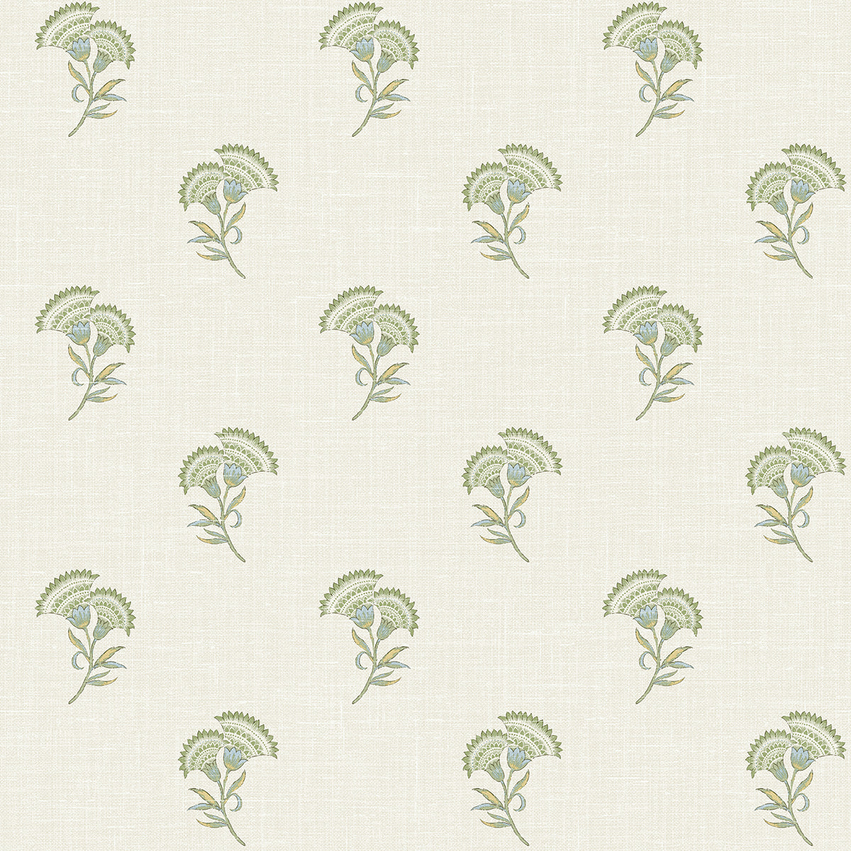 FC60804 Seabrook Designs French Country Wallpaper Lotus Branch Floral Washed Green & Herb
