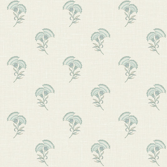 FC60808 Seabrook Designs French Country Wallpaper Lotus Branch Floral Minty Meadow & French Grey