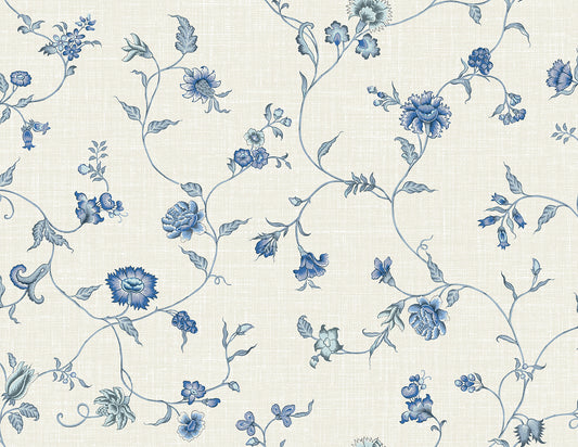 FC61002 Seabrook Designs French Country Wallpaper Florale Trail French Blue