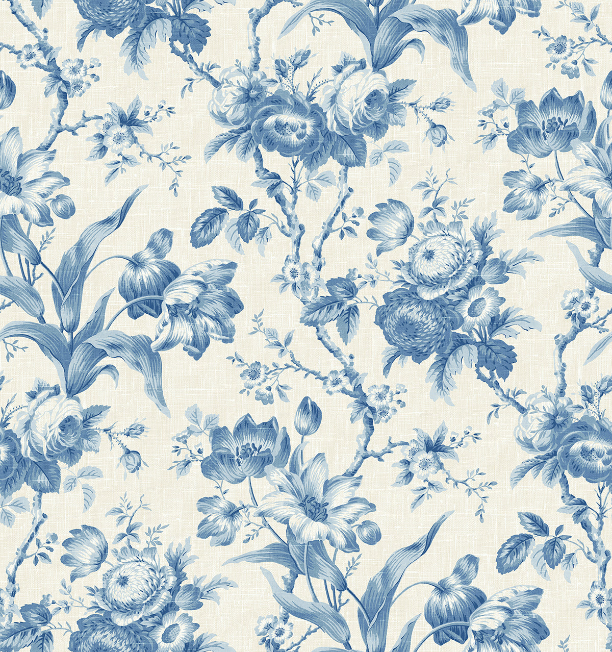 FC61202 Seabrook Designs French Country Wallpaper En Rose Blue Bell