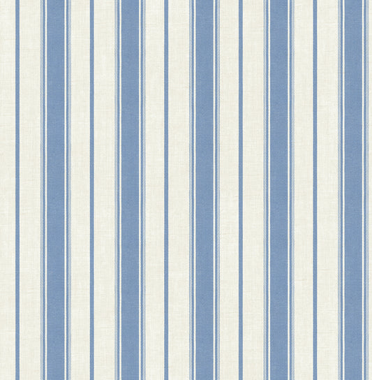 FC61502 Seabrook Designs French Country Wallpaper Eliott Linen Stripe Blue Bell