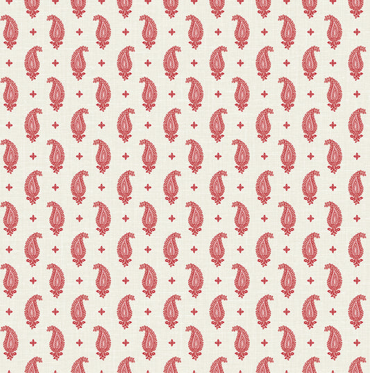 FC62401 Seabrook Designs French Country Wallpaper Maia Paisley Antique Ruby