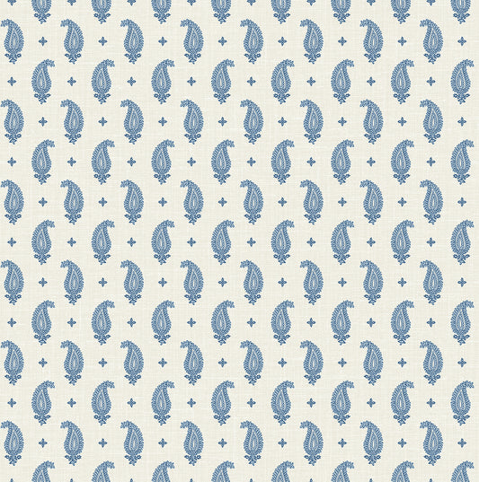 FC62412 Seabrook Designs French Country Wallpaper Maia Paisley French Blue