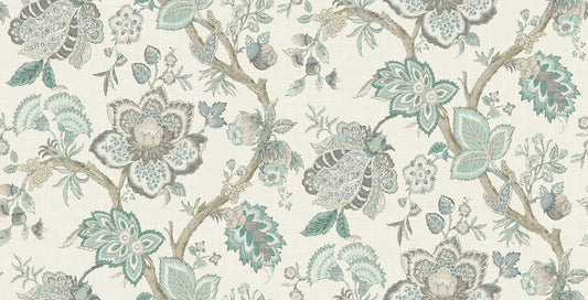 FC62608F Seabrook Designs French Country Fabric Bernadette Linen Fabric Summer Sky & French Blue