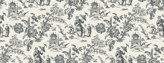 FC62800F Seabrook Designs French Country Fabric Chinoiserie Linen Fabric Poppy Seed