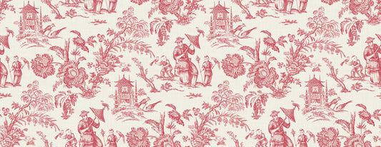 FC62801F Seabrook Designs French Country Fabric Chinoiserie Linen Fabric Antique Ruby