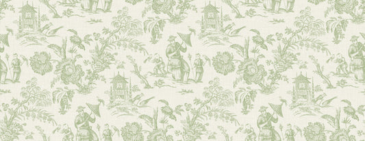 FC62804F Seabrook Designs French Country Fabric Chinoiserie Linen Fabric Herb