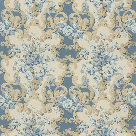 FD2011-H101 FLORAL ROCOCO BLUE MULBERRY Fabrics Drapery Upholstery