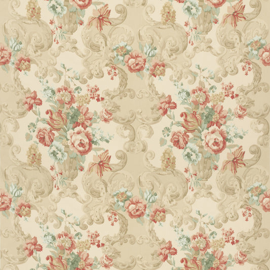 FD2011-R114 FLORAL ROCOCO LOVAT/RED MULBERRY Fabrics Drapery Upholstery