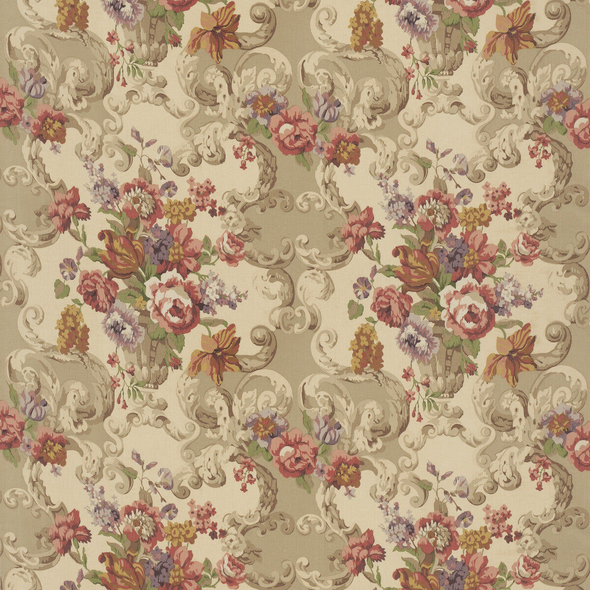 FD2011-V54 FLORAL ROCOCO RED/PLUM MULBERRY Fabrics Drapery Upholstery