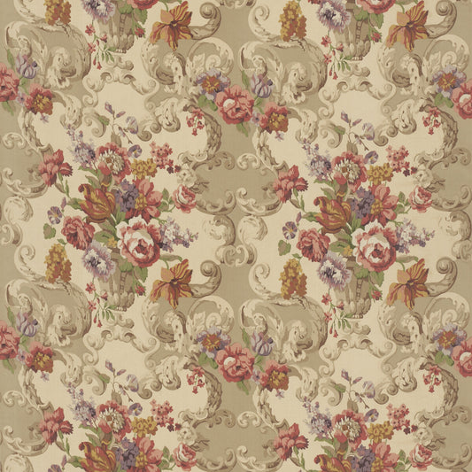FD2011-V54 FLORAL ROCOCO RED/PLUM MULBERRY Fabrics Drapery Upholstery