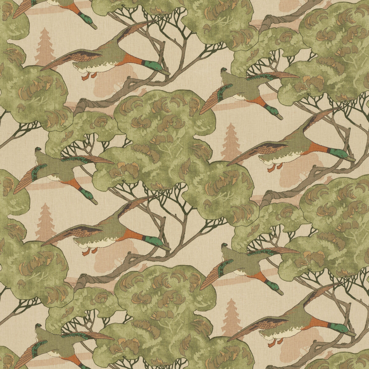 FD205-H150 FLYING DUCKS PLASTER MULBERRY Fabrics Drapery Upholstery