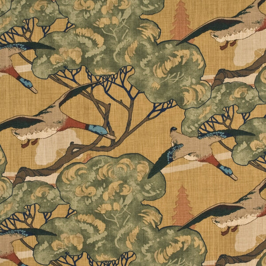FD205-N102 FLYING DUCKS SAND MULBERRY Fabrics Drapery Upholstery
