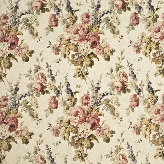 FD264-J143 VINTAGE FLORAL ANTIQUE/ROSE MULBERRY Fabrics Drapery Upholstery