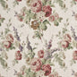 FD264-W46 VINTAGE FLORAL ROSE/GREEN MULBERRY Fabrics Drapery Upholstery
