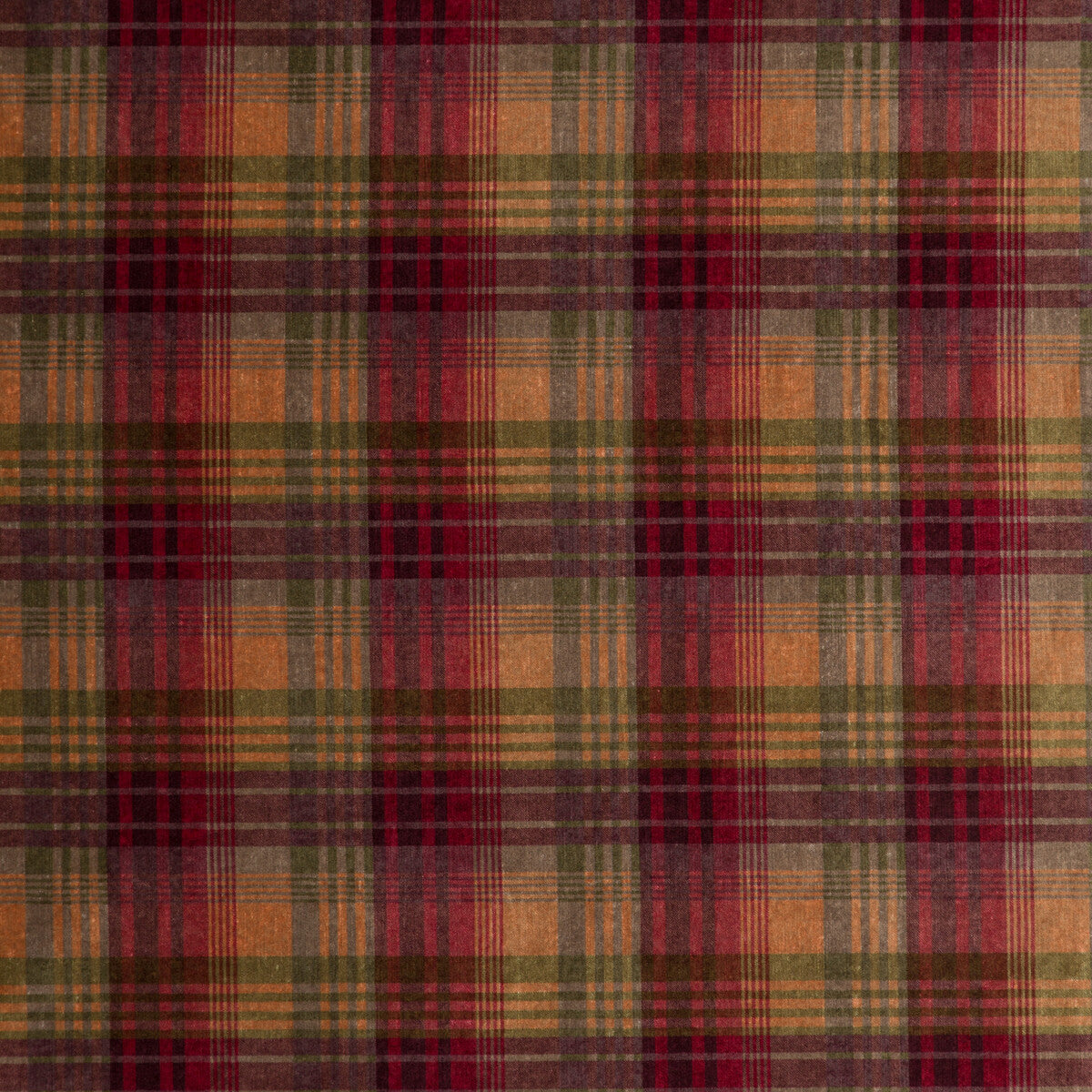 FD274-H113 VELVET ANCIENT TARTAN PLUM MULBERRY Fabrics Drapery Upholstery