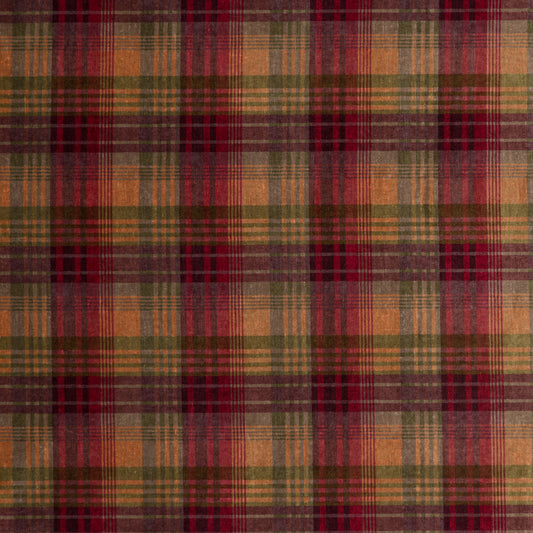 FD274-H113 VELVET ANCIENT TARTAN PLUM MULBERRY Fabrics Drapery Upholstery